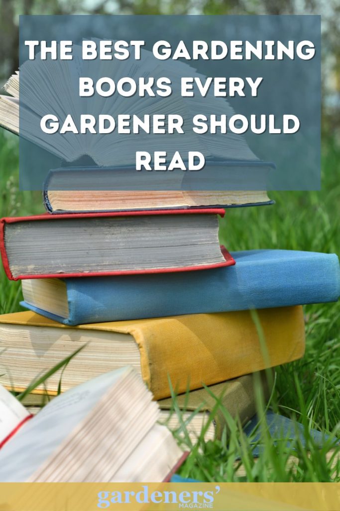 Stack of gardening books