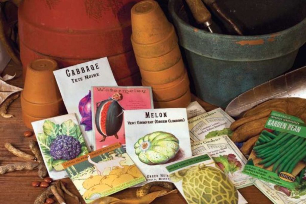 Seed packets lying on a floor